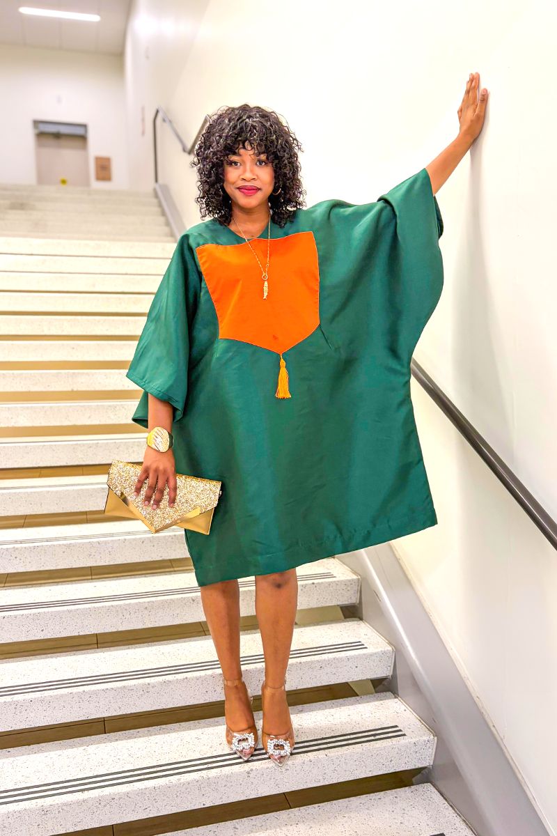 Mikado Dress (Green/orange )