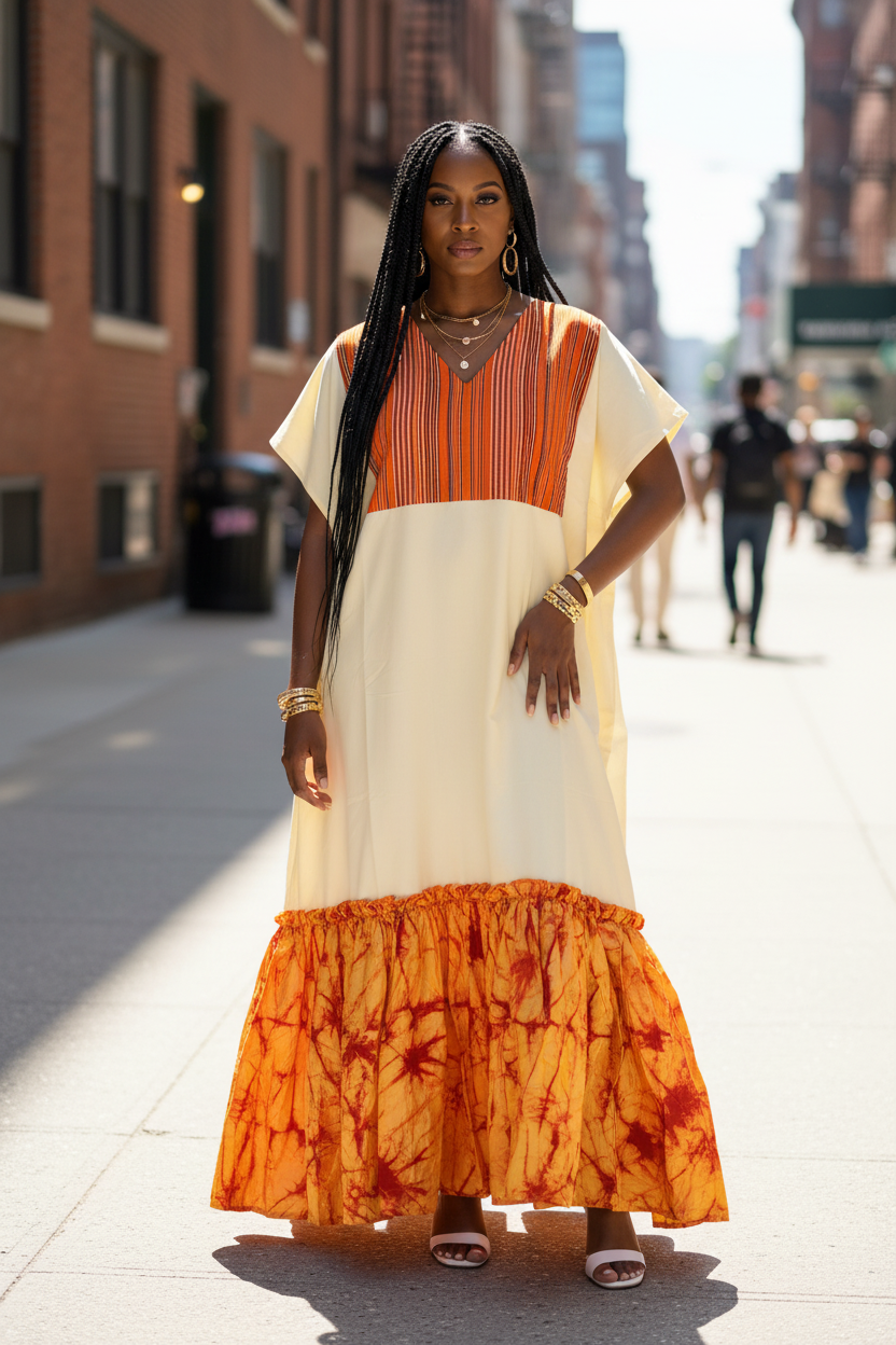 Sunset Grove Maxi Dress - Orange Tie-Dye