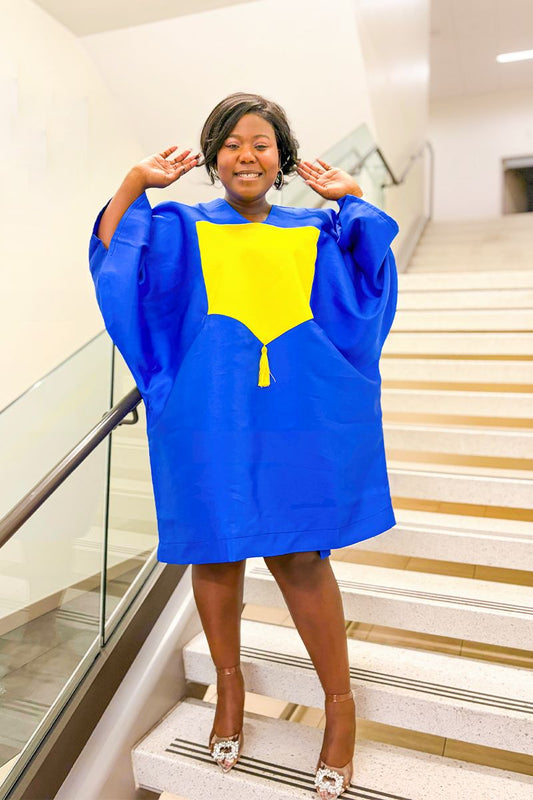 Mikado Dress (blue /yellow )