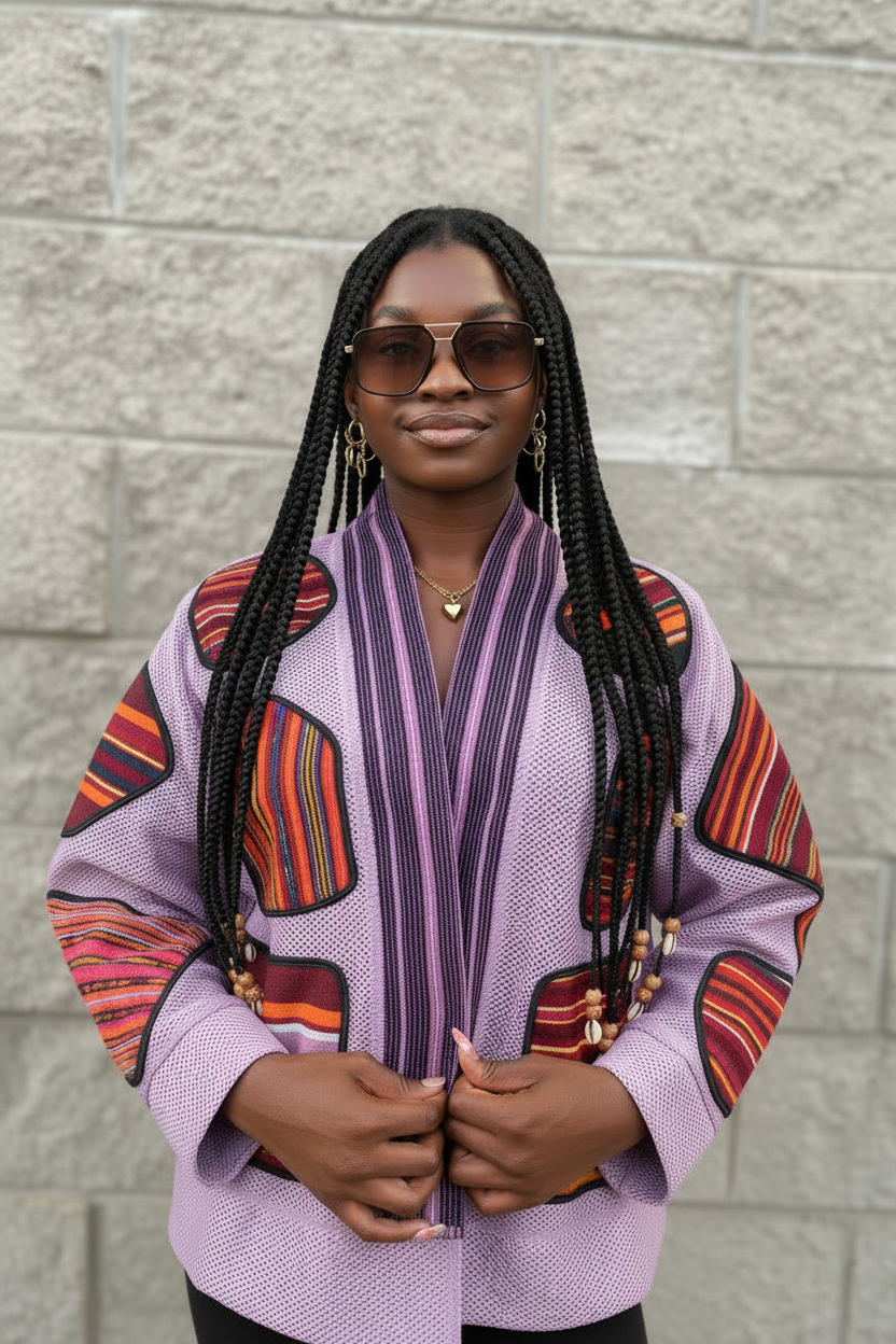 Afro Fusion Jacket - Lavender with Purple Collar
