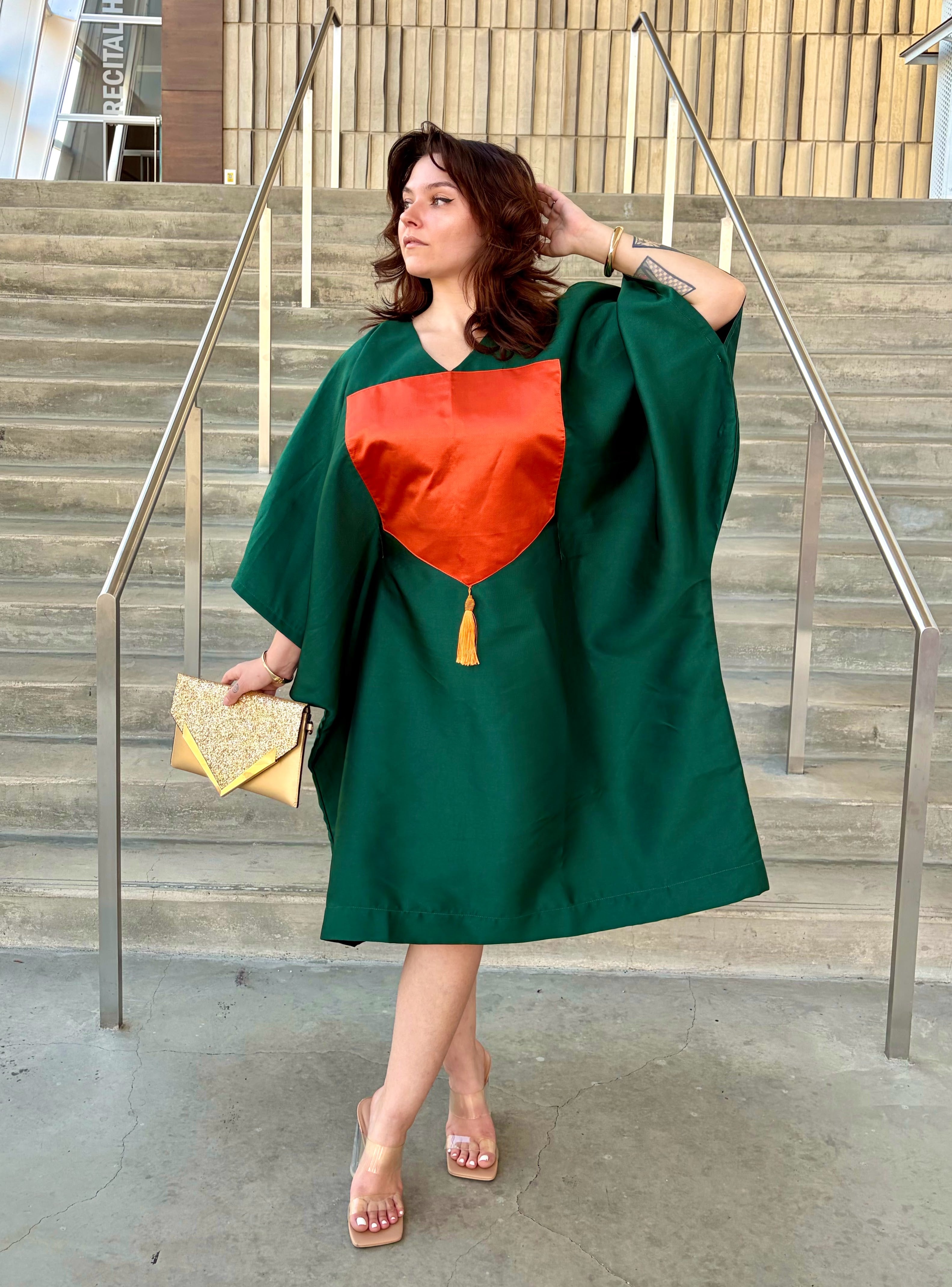 Mikado Dress (Green/orange )