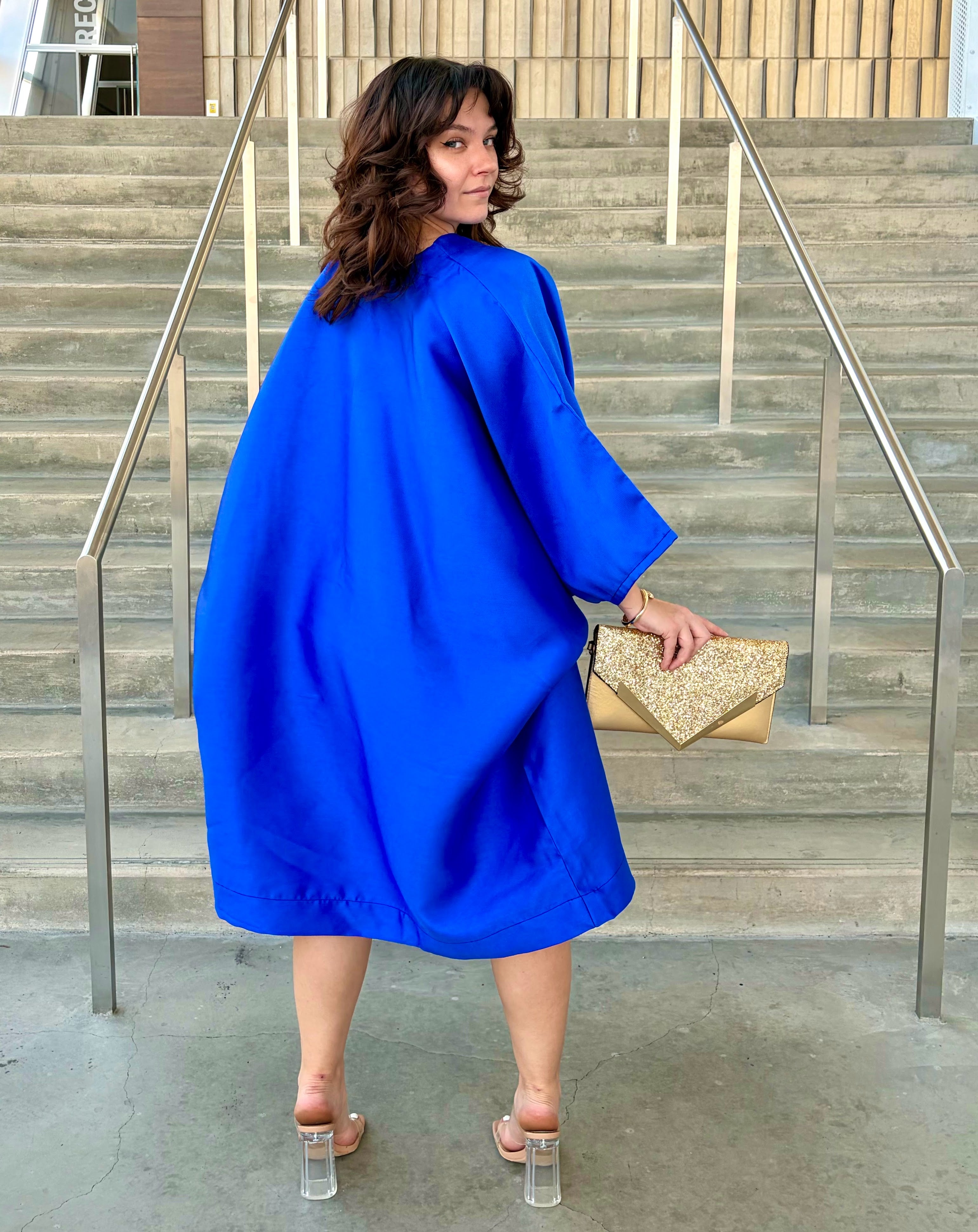 Mikado Dress (blue /yellow )