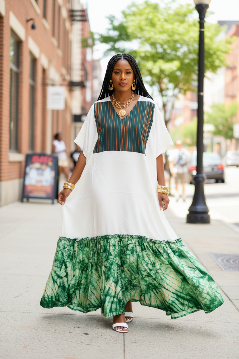 Sunset Grove Maxi Dress - Green Tie-Dye